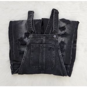 American Eagle Distressed Tom Girl Denim Overalls